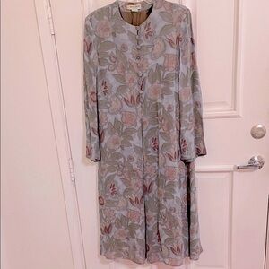 Armani  grey Silk Floral Midi Dress Sz 4
